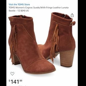 Toms Lunata Suede Fringe Ankle Bootie
